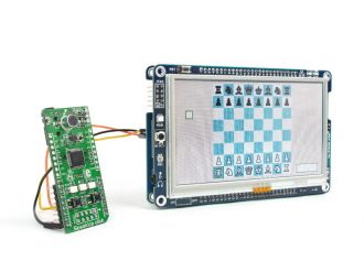 Figure 1 - mikromedia plus for STM32 and SpeakUp Chess