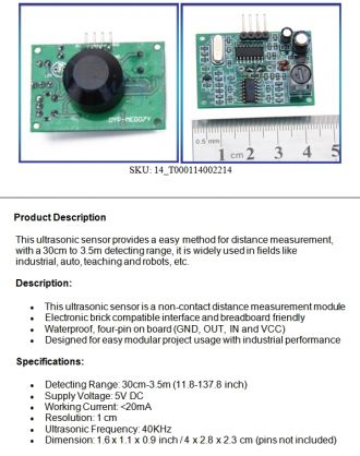Ultrasonic sensor description