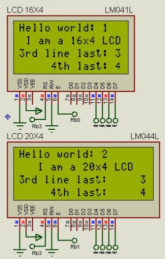Two four-line LCD 