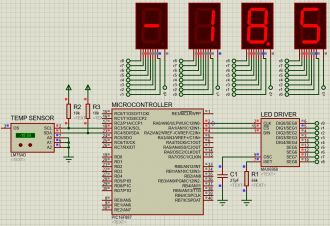 MAX6950 LED driver with 7 segment display schematic