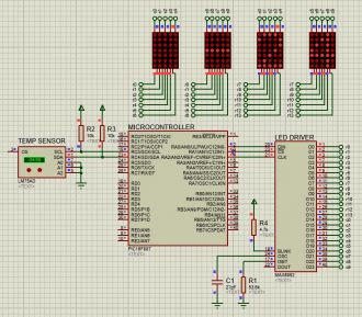 MAX6952 LED driver with dot-matrix display schematic