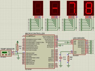 DS18B20 temperature sensor with Max6950 schematic