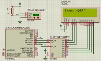 PIC16F628A Synchronous USART LCD schematic