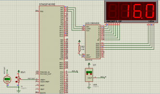 Stm32F401re with LM35 and Max7219 schematic